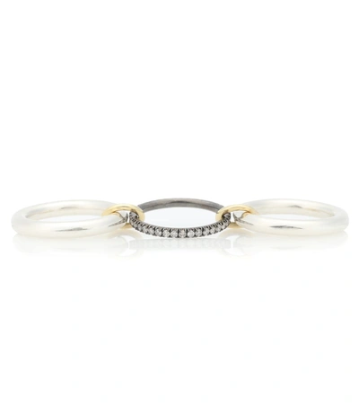 Shop Spinelli Kilcollin Libra Noir Sterling Silver And 18kt Gold Rings With Diamonds