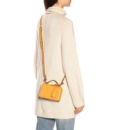 Shop Mark Cross Grace Mini Box Leather Shoulder Bag In Orange