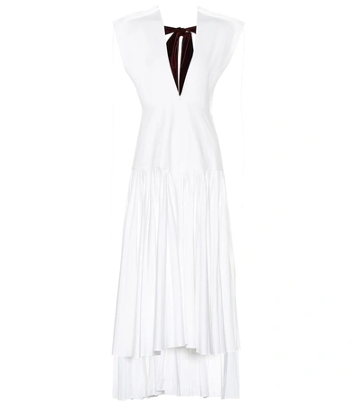 Shop Khaite Theodora Cotton Poplin Dress In White