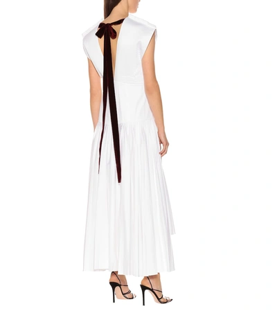 Shop Khaite Theodora Cotton Poplin Dress In White