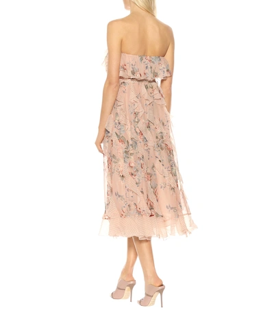 Shop Zimmermann Printed Silk Midi Dress In Pink