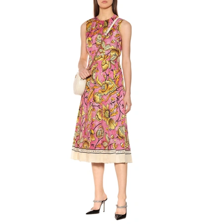 Shop Gucci Printed Silk Dress In Multicoloured