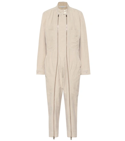 Shop Stella Mccartney Alma Cotton-blend Jumpsuit In Beige