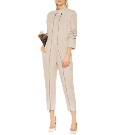 Shop Stella Mccartney Alma Cotton-blend Jumpsuit In Beige