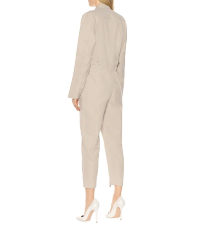 Shop Stella Mccartney Alma Cotton-blend Jumpsuit In Beige