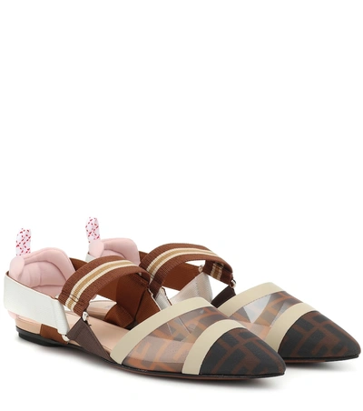 Shop Fendi Colibri Slingback Ballet Flats In Brown