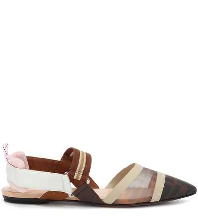 Shop Fendi Colibri Slingback Ballet Flats In Brown