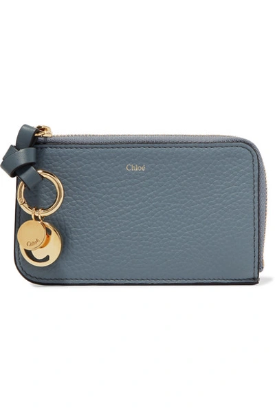 Shop Chloé Alphabet Textured-leather Wallet In Blue