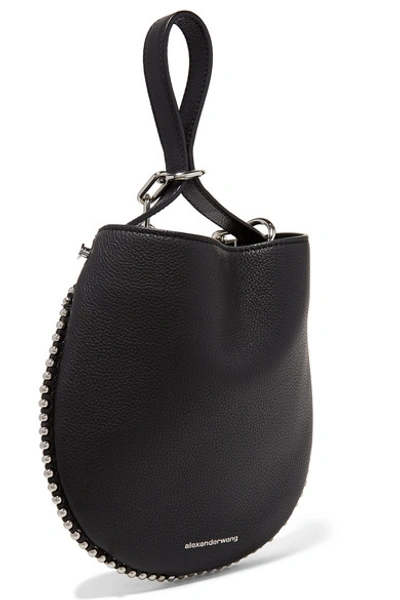 Shop Alexander Wang Roxy Studded Two-tone Textured-leather Bucket Bag In White