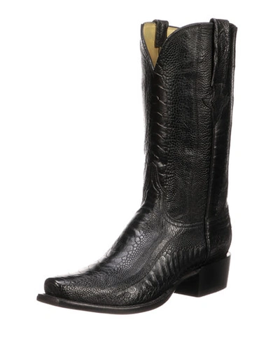 Shop Lucchese Men's Anderson Ostrich Cowboy Boots (made To Order) In Black