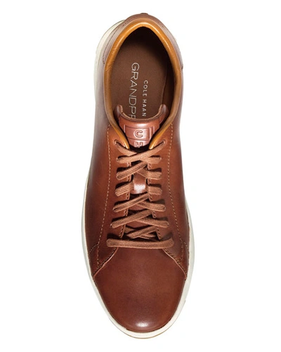 Shop Cole Haan Men's Grandpro Leather Tennis Sneakers In Brown