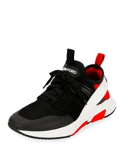 Shop Tom Ford Men's Runner Athletic Shoes In Red/black