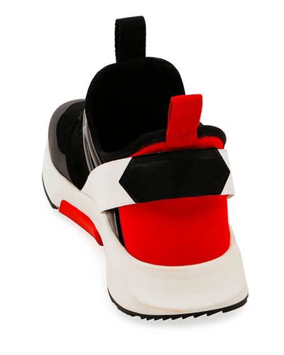 Shop Tom Ford Men's Runner Athletic Shoes In Red/black