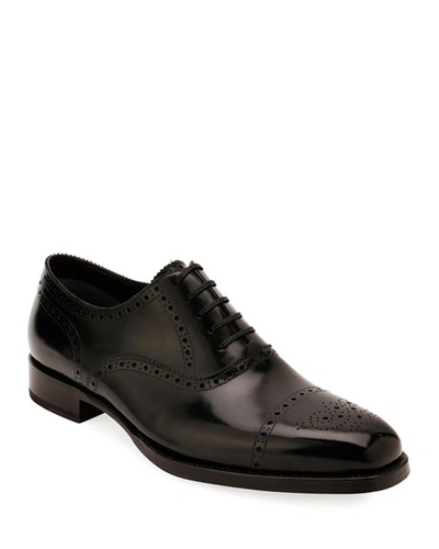 Shop Tom Ford Men's Dress Shoe In Brogue In Black