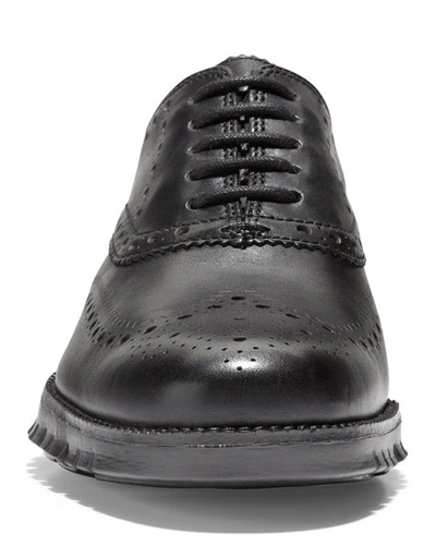 Shop Cole Haan Men's Zerogrand Leather Wing-tip Oxfords In Black