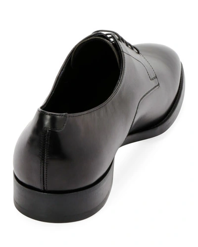 Shop Giorgio Armani Men's Smooth Leather Rubber-sole Derby Shoe In Black