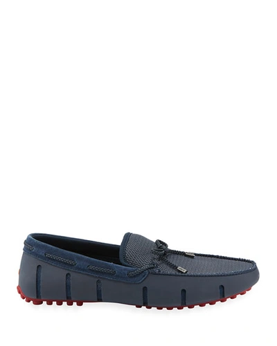 Shop Swims Mesh %26 Rubber Braided-lace Boat Shoe, Navy