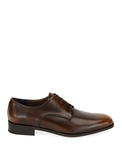 Shop Ferragamo Men's Daniel Lace-up Shoes In Brown