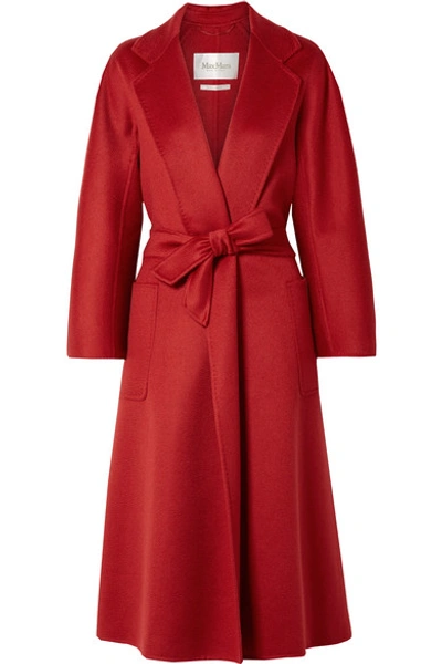 Shop Max Mara Labro Belted Cashmere-felt Coat In Red