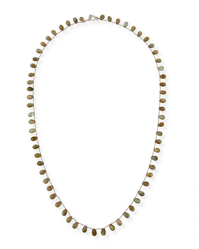 Shop Margo Morrison Long Teardrop Stone Necklace, 36"l In Green Metallic