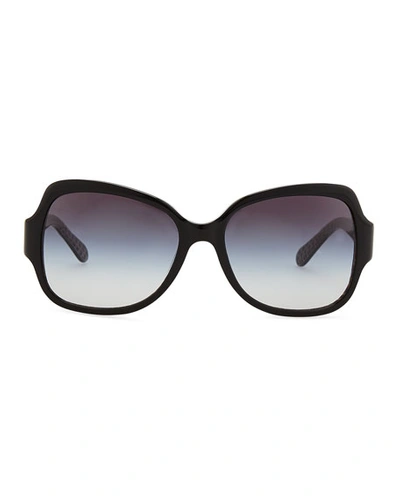 Shop Tory Burch Logo-temple Rectangle Sunglasses, Black