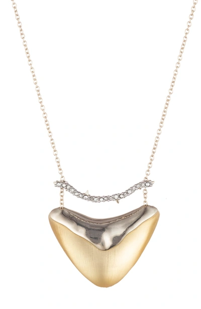 Shop Alexis Bittar Essentials Crystal Encrusted Bar & Shield Pendant Necklace In Gold