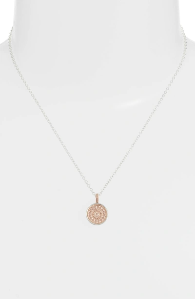 Shop Anna Beck Reversible Circle Pendant Necklace In Rose Gold/ Silver