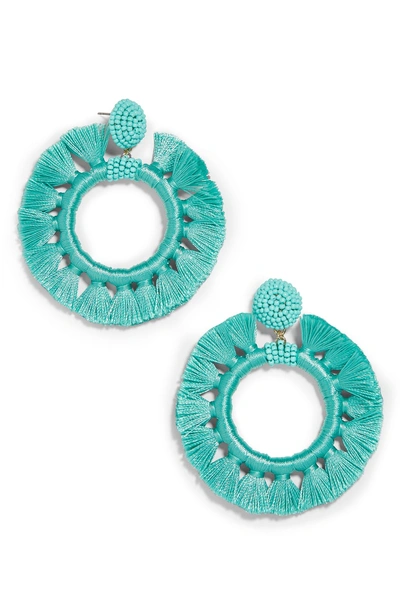Shop Baublebar Adrita Beaded Tassel Hoop Earrings In Turquoise