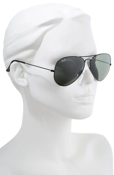 Shop Ray Ban 62mm Aviator Sunglasses In Black/ Green Solid