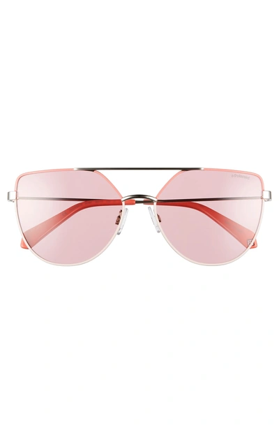 Shop Polaroid 58mm Polarized Sunglasses - Pink/ Silver
