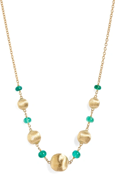 Shop Marco Bicego Africa Semiprecious Stone Necklace In Emerald/ Yellow Gold