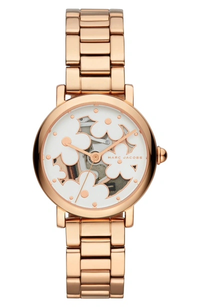 Shop Marc Jacobs Classic Bracelet Watch, 28mm In Rose Gold/ White/ Rose Gold