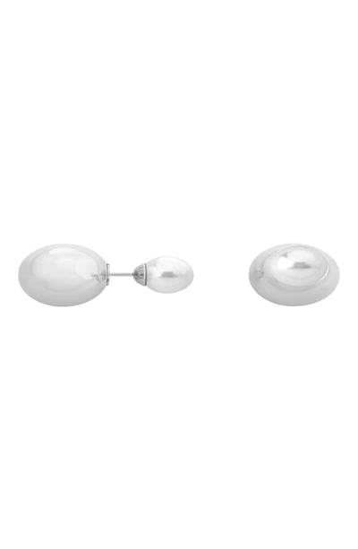 Shop Majorica Polka Double Stud Earrings In White/ Silver