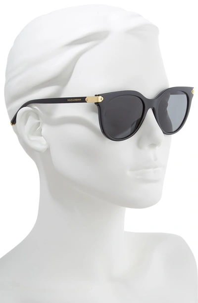 Shop Dolce & Gabbana 52mm Cat Eye Sunglasses - Black/ Gold/ Black Solid