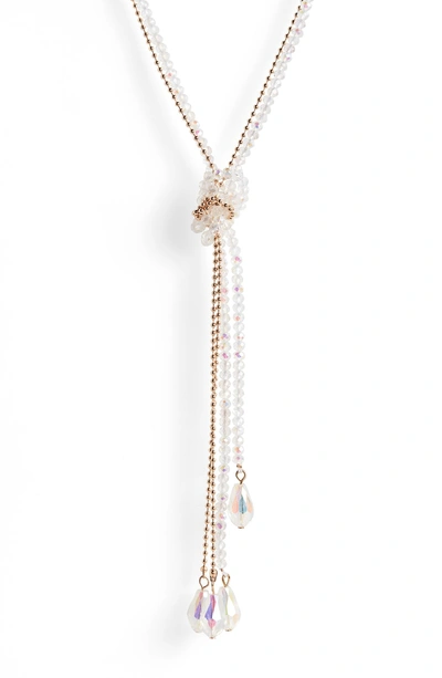Shop Stella & Ruby Frankie Tie Beaded Lariat Necklace In Gold/ Crystal