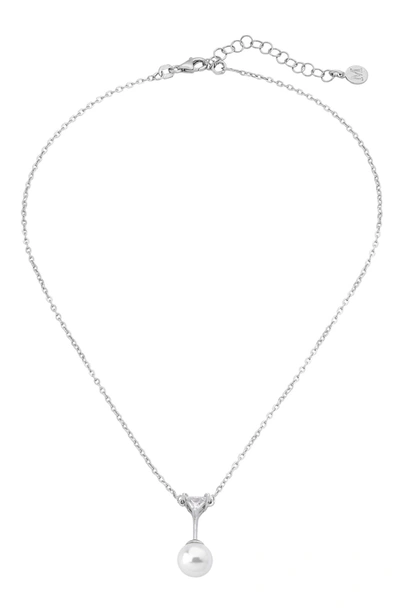 Shop Majorica Satis 10mm Simulated Pearl Pendant Necklace In White/ Steel