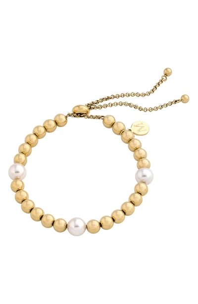 Shop Majorica Simulated Pearl & Bead Bracelet In White/ Gold