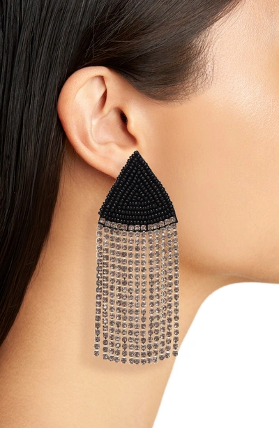 Shop Area Stars Laurent Crystal Fringe Earrings (nordstrom Exclusive) In Black/ Silver