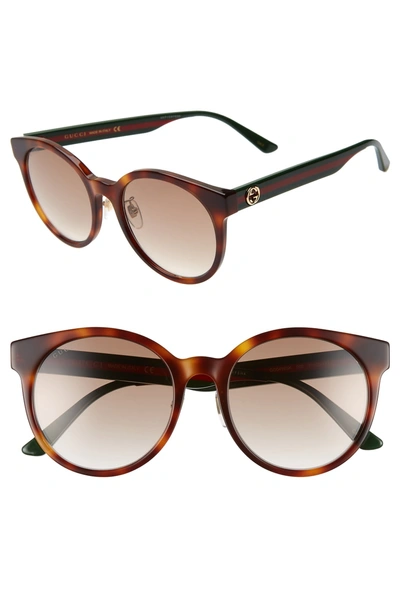 Shop Gucci 55mm Round Sunglasses In Havana/ Multi/ Brown Gradient