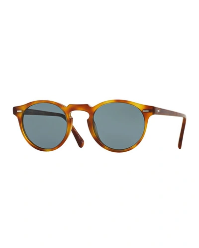 Shop Oliver Peoples Gregory Peck Round Plastic Sunglasses, Brown/tortoise