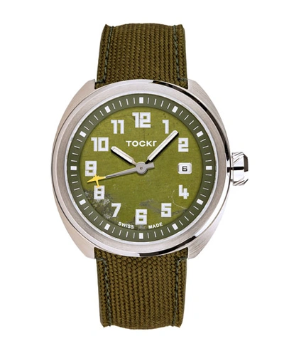Shop Tockr Watches Men's 42mm C-47c D-day Clean Cut Watch In Green