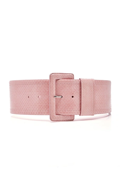Shop Carolina Herrera Wide Snake Waist Belt In Pink