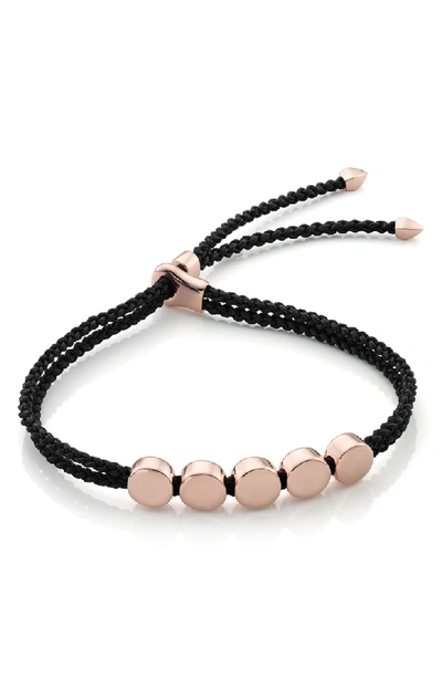 Shop Monica Vinader Engravable Linear Bead Friendship Bracelet In Black/ Rose Gold
