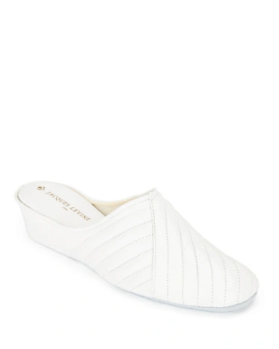 Jacques Levine Two-tone Metallic Quilted Slippers In White