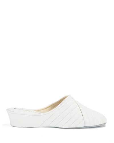 Jacques Levine Two-tone Metallic Quilted Slippers In White