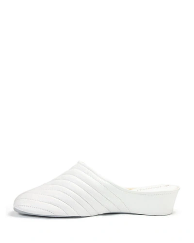 Jacques Levine Two-tone Metallic Quilted Slippers In White