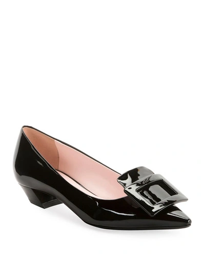 Shop Roger Vivier Gommette Patent Pointed Pumps, Black