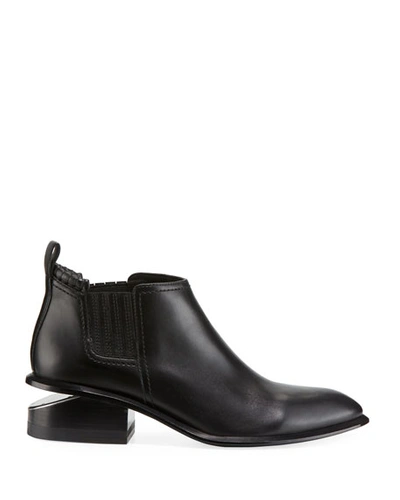Shop Alexander Wang Kori Low-heel Leather Booties In Black