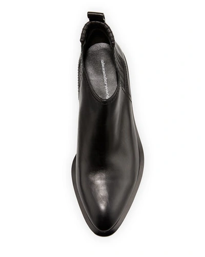 Shop Alexander Wang Kori Low-heel Leather Booties In Black