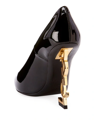 Shop Saint Laurent 110mm Opyum Patent Ysl-heel Pumps In Black